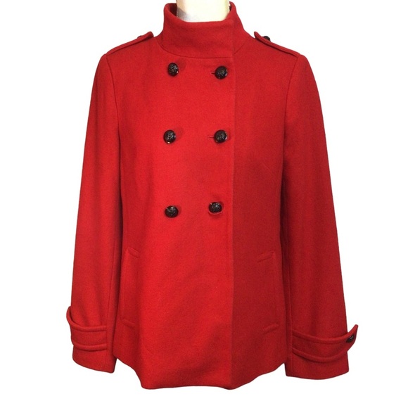 Banana Republic Red Wool Swing Coat Woman's Size Small - Picture 1 of 12